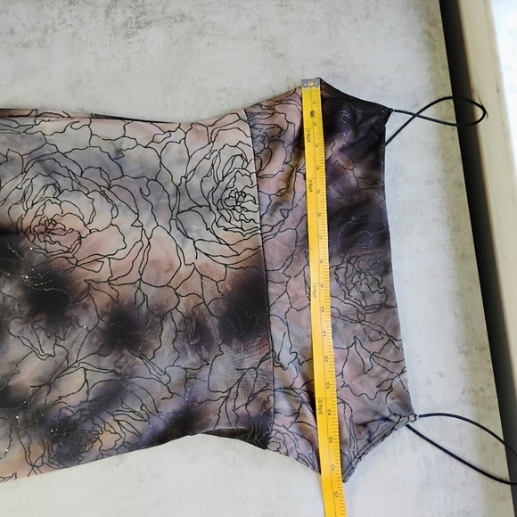 Y2K M Studio Cowl Neck Dress Fairy Grunge Floral Glittery Brown Black Size Med - Picture 13 of 15